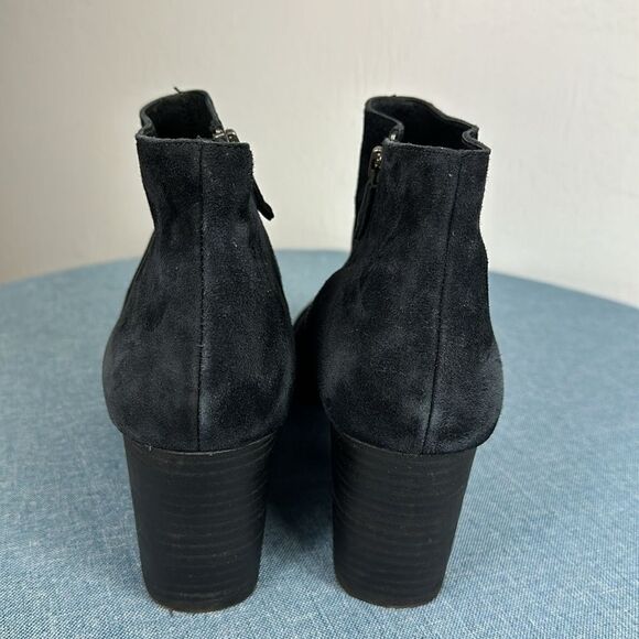 Eileen Fisher Almond Toe Block Heel Suede Bootie In Black Size 11 - Picture 4 of 10